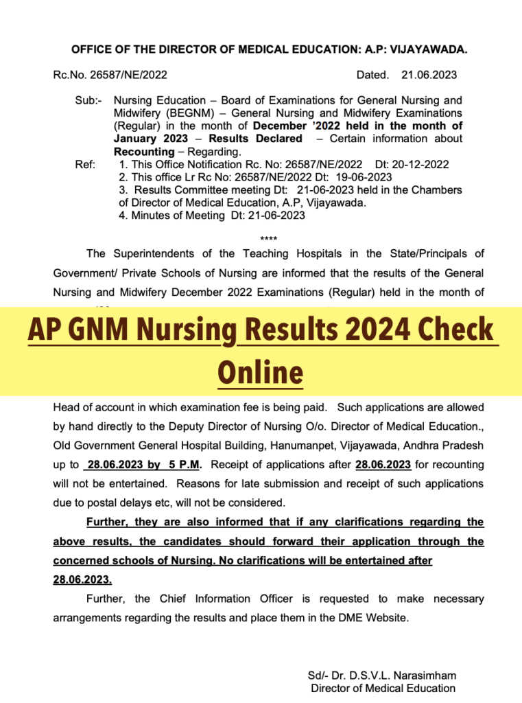 AP GNM Nursing Results 2024